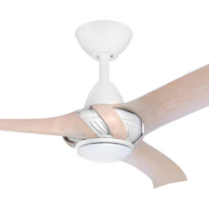 Three Sixty Arumi V2 Ceiling Fan with LED Light - Matte White with Washed Oak Blades 52" - Image 2