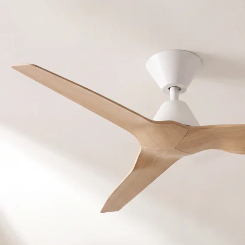 fanco-infinity-id-dc-48-inch-ceiling-white-with-beechwood-timber-style-blades-angled-close-up-insitu
