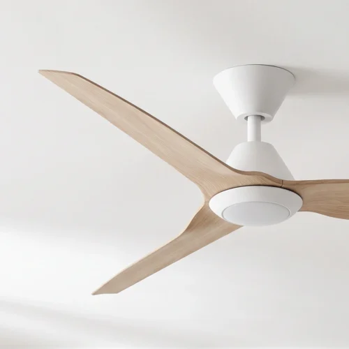 fanco-infinity-id-dc-54-inch-ceiling-fan-with-led-light-white-with-beechwood-timber-style-blades-angled-close-up-insitu