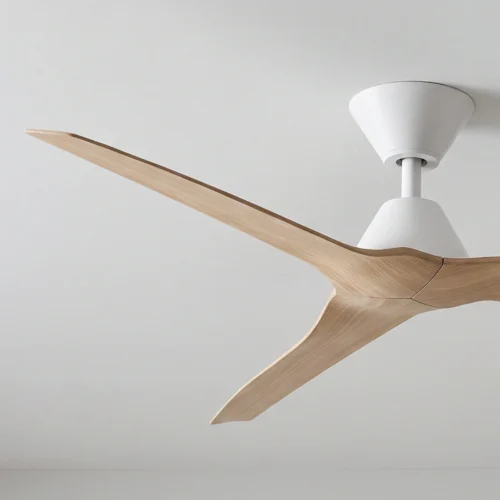 fanco-infinity-id-dc-54-inch-ceiling-white-with-beechwood-timber-style-blades-angled-close-up-insitu