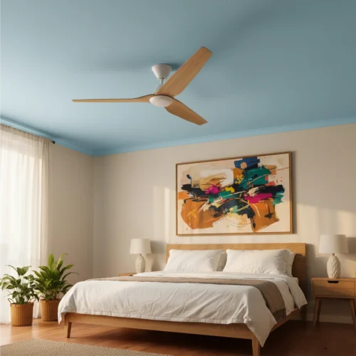 fanco-infinity-id-v3-dc-54-inch-white-with-beechwood-blades-with-light-in-bedroom-insitu