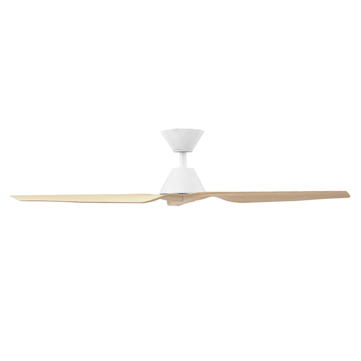 Fanco Infinity-iD DC SMART Ceiling Fan with Remote - White with Beechwood Timber Look Blades 54" - side view