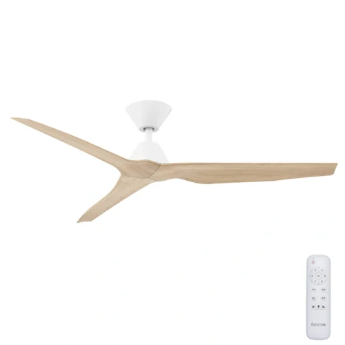 Fanco Infinity-iD DC SMART Ceiling Fan with Remote - White with Beechwood Timber Look Blades 54"