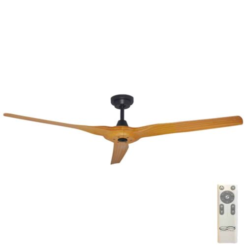 Hunter Pacific Radical 3 DC Ceiling Fan - Matte Black with Bamboo Blades 60"