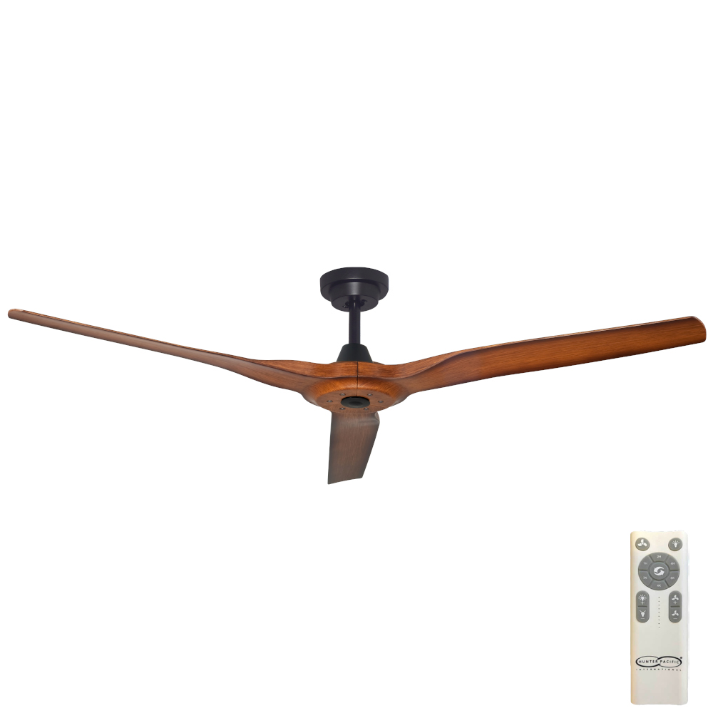 hunter-pacific-radical-3-dc-ceiling-fan-in-matte-black-with-koa-blades-60-inch