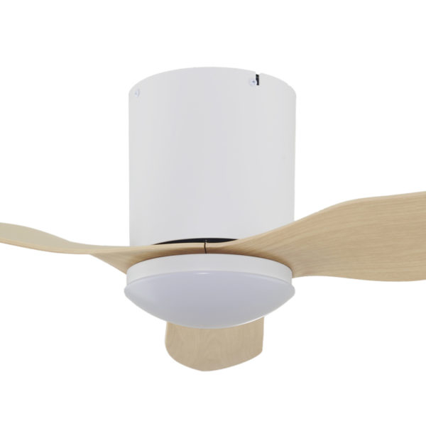 Fanco Studio SMART DC Low Profile Ceiling Fan with Dimmable CCT LED & Remote - White with Beechwood Blades 42"