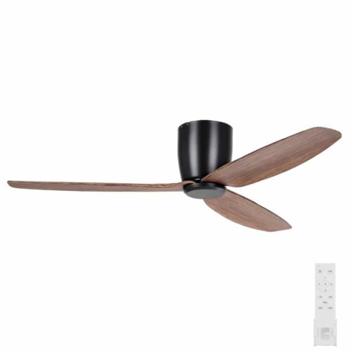 Eglo Seacliff DC Low--profile Ceiling Fan Black with Light Walnut Blades 52-inch