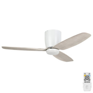 Eglo Seacliff DC Low Profile Ceiling Fan with Dimmable CCT LED Light - White with Gessami Oak Blades 52"