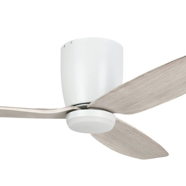 Eglo Seacliff DC Low Profile Ceiling Fan with Dimmable CCT LED Light - White with Gessami Oak Blades 52"