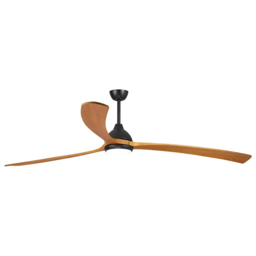 Fanco Sanctuary DC Ceiling Fan with LED Light - Black with Teak Solid Timber Blades 92"