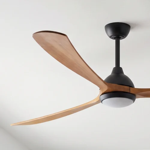 fanco-sanctuary-dc-ceiling-fan-86-inch-black-with-teak-blades-with-led-light-angled-zoomed-in