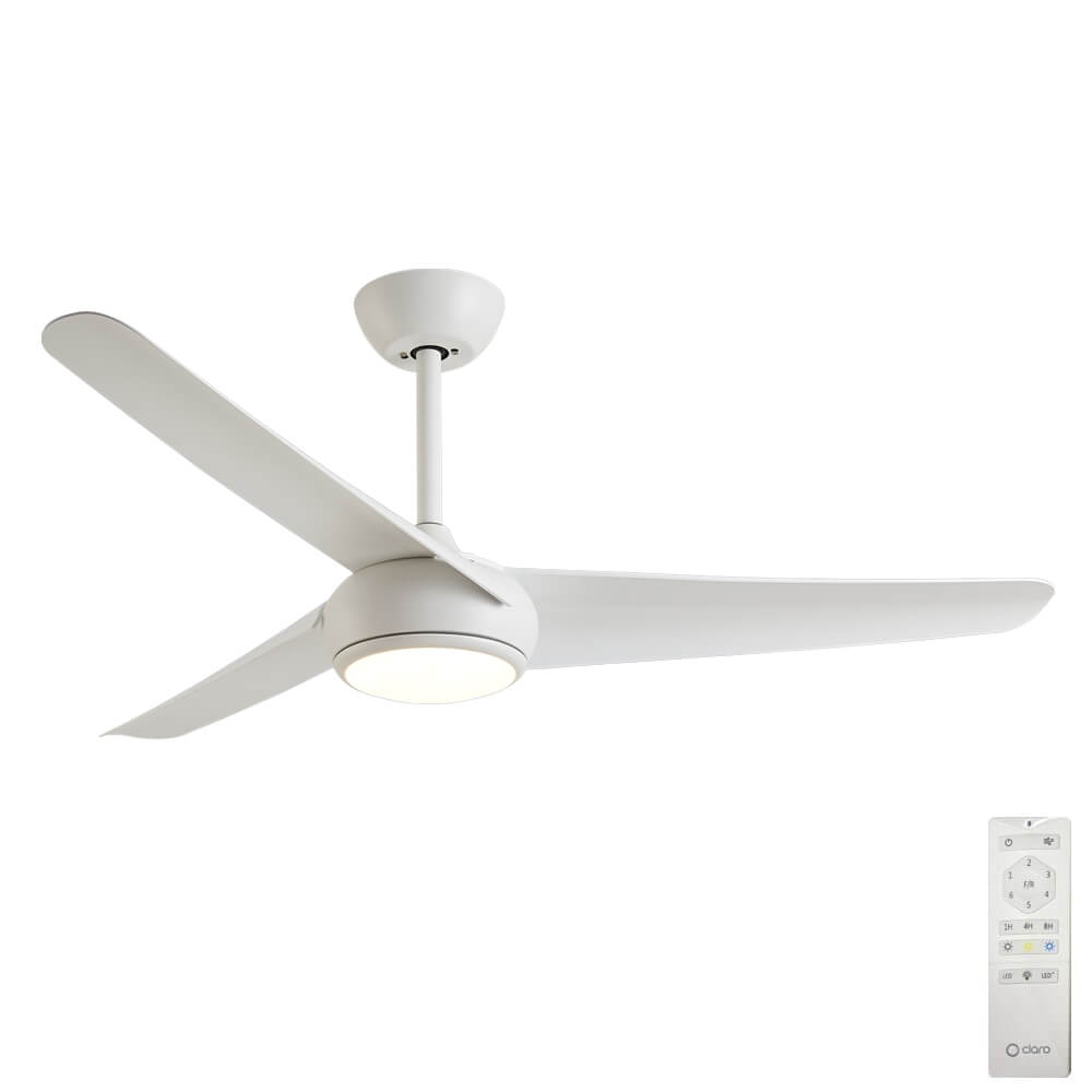 Claro Designer DC Ceiling Fan with CCT LED - White 52