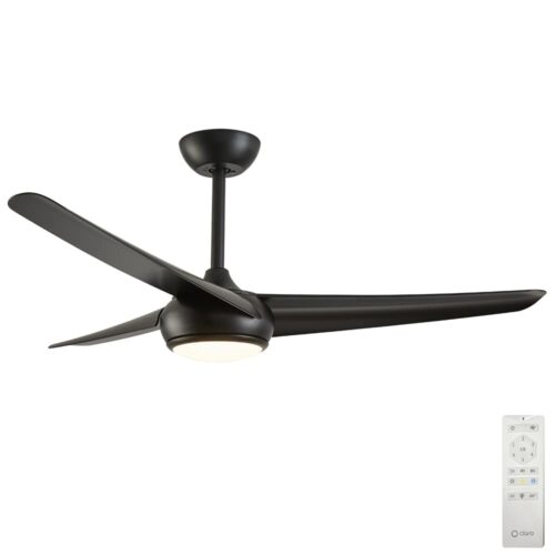 claro designer 3 blade led light fan in black