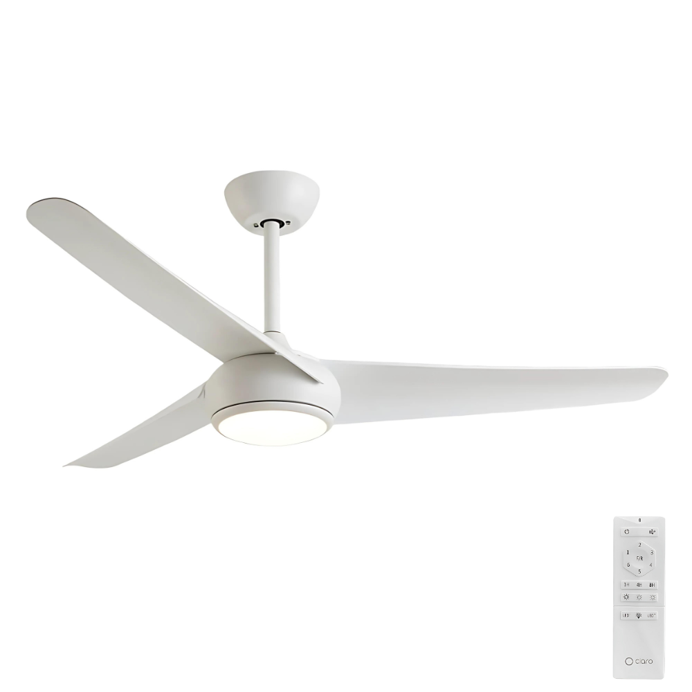 Claro Designer 3 or 5 Blade DC Ceiling Fan with Remote - White 52" - Image 5