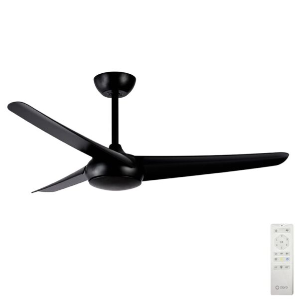 Claro Designer 3 or 5 Blade DC Ceiling Fan with Remote - Black 52"