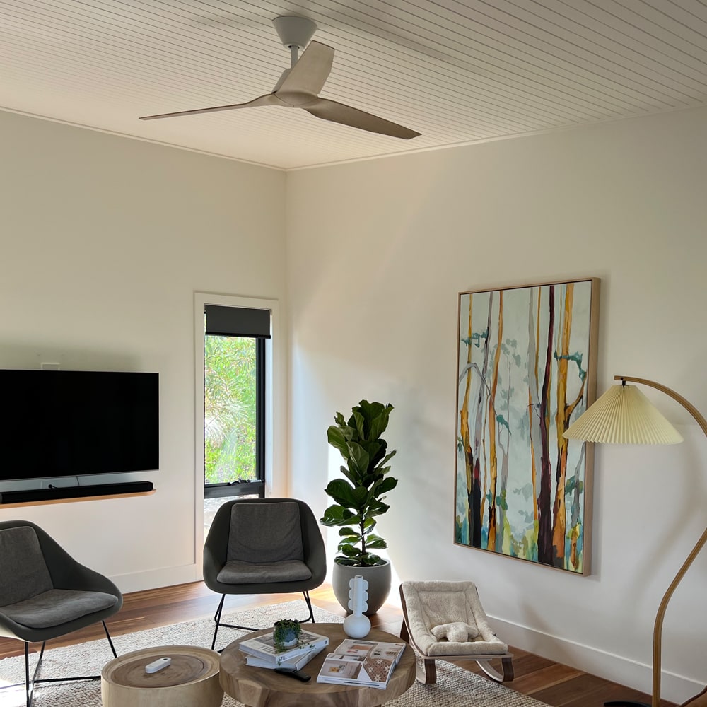 Infinity dc ceiling fan in a modern living room