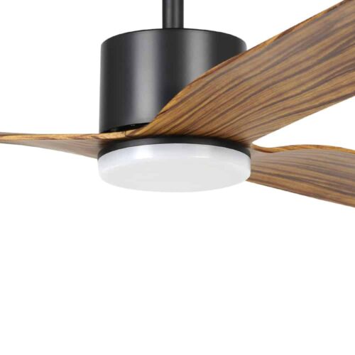 Eglo Iluka DC 52-inch Ceiling Fan with LED Light Black with Timber Blades Motor