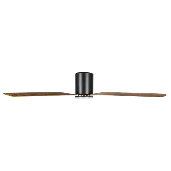 Eglo Iluka DC Low Profile Ceiling Fan with Dimmable CCT LED Light - Black with Timber Look Blades 60"