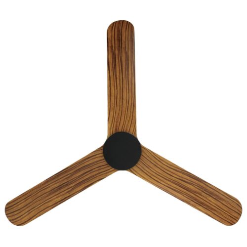 Eglo Iluka DC Low profile 52-inch Ceiling Fan with LED Light Black with Timber Look Blades