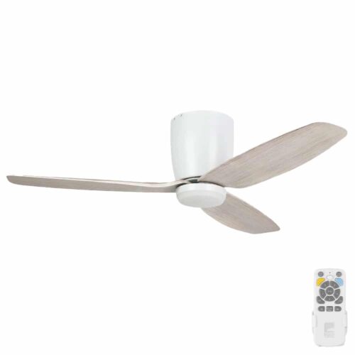 Eglo Seacliff DC Low Profile Ceiling Fan LED Light White with Gessami Oak 44-inch