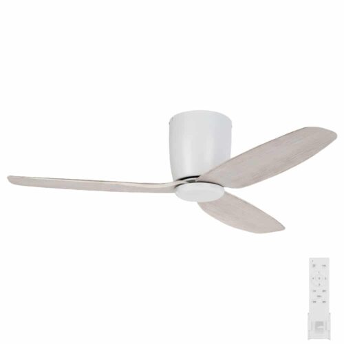 Eglo Seacliff DC Low Profile Ceiling Fan White with Gessami Oak Blades 44-inch