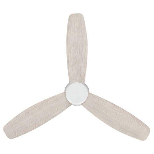 Eglo Seacliff DC Low Profile Ceiling Fan White with Gessami Oak Blades 44-inch Blades