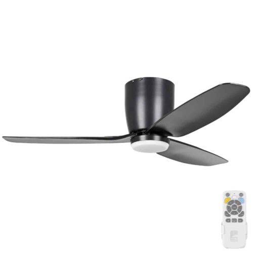 Eglo Seacliff DC Low-profile Ceiling Fan with LED Light Black 44-inch