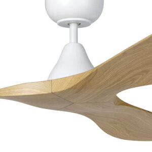 surf ceiling fan in white with oak style blades