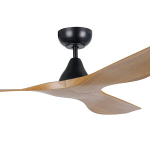 Eglo Surf DC Ceiling Fan Black with Burmese Teak Blades 52" Motor