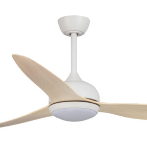 Fanco Eco Style DC Ceiling Fan with CCT LED Light - White with Beechwood Blades 60" - Image 2