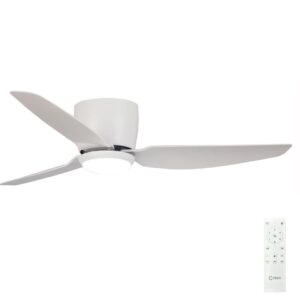 Claro Whisper V2 Low Profile DC Ceiling Fan with LED Light - White 44"