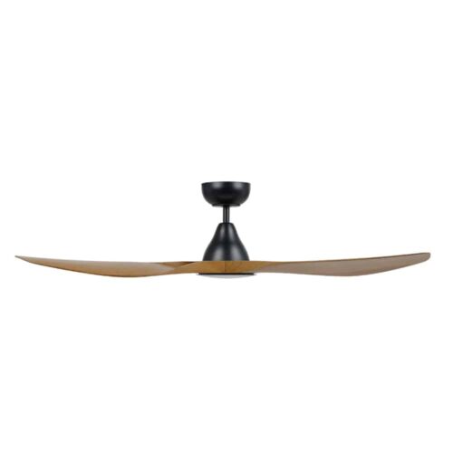 Eglo Surf DC Ceiling Fan with LED Light Black with Burmese Teak 52-inch Side View
