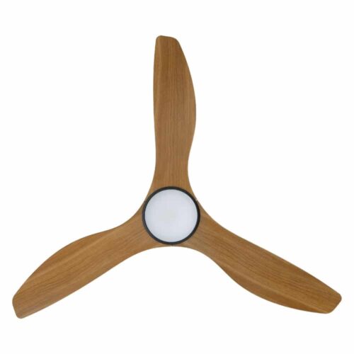 Eglo Surf DC Ceiling Fan with LED Light Black with Burmese Teak 52-inch Blades