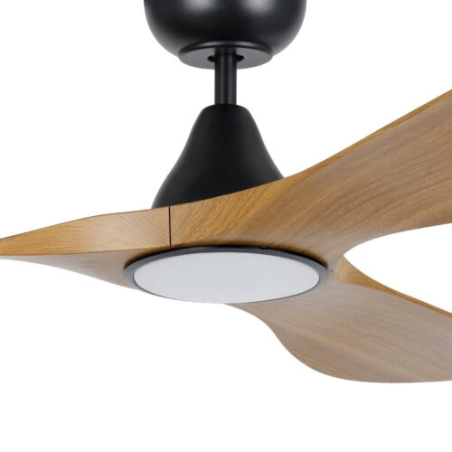Eglo Surf DC Ceiling Fan with LED Light Black with Burmese Teak 52-inch Motor