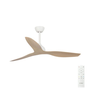 Claro Whisper DC Ceiling Fan - White with Light Oak Blades 48"