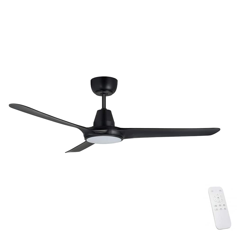 Ventair Spyda EC SMART Ceiling Fan with LED Light - Black 50"