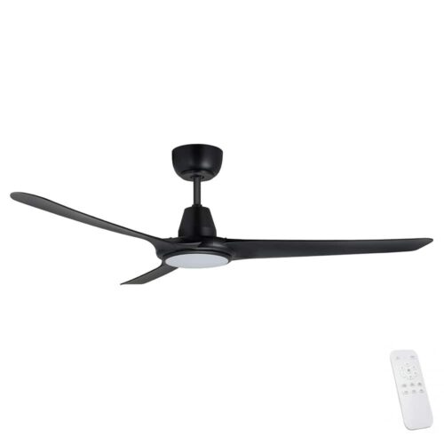 Ventair Spyda EC SMART Ceiling Fan with LED Light - Black 56"