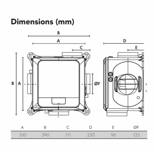 Vent-Axia Multivent Dimensions