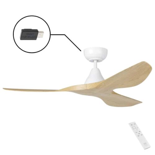 Eglo Surf SMART DC Ceiling Fan - White with Oak Blades 48"