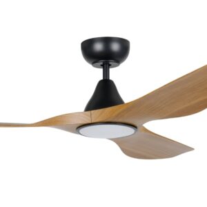 Eglo Surf SMART DC Ceiling Fan with LED Light - Black with Burmese Teak Blades 48" - Image 2