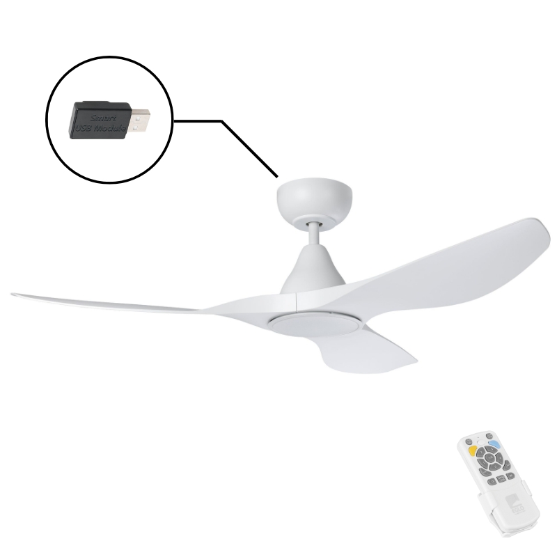 Eglo Surf 48 DC Ceiling Fan with LED Light- White