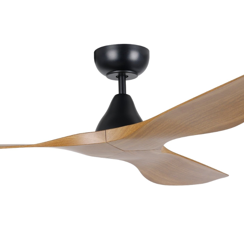 Eglo Surf 52 DC Ceiling Fan- Black with Teak Blades Zoom