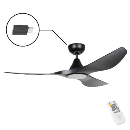 Eglo Surf SMART DC Ceiling Fan with LED Light - Black 52"