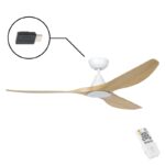 Eglo Surf SMART DC Ceiling Fan with LED Light - White with Oak Blades 60"