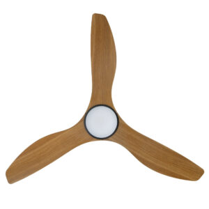 Eglo Surf DC Ceiling Fan with LED Light Black with Burmese Teak 48-inch Blades