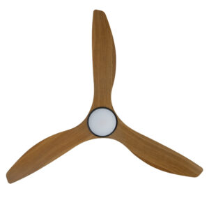 Eglo Surf DC Ceiling Fan with LED Light Black with Burmese Teak 60-inch Blades