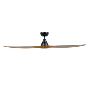 Eglo Surf DC Ceiling Fan with LED Light Black with Burmese Teak 60-inch Side View