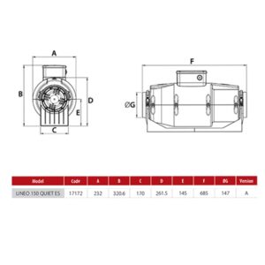 Vortice Lineo Quiet ES Mixflow In Line Fan 150mm - Image 2