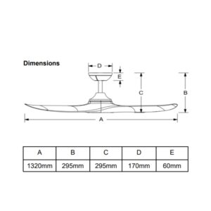 Hunter Pacific Evolve 52 inch Dimension