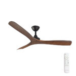 Three Sixty Spitfire DC Ceiling Fan - Black with Koa Blades 52"